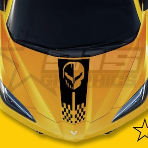 C8 Jake Racing Skull Hood Stripe Decal Fits Chevy Corvette C8