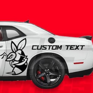 Angry Bee and Custom Text Side Vinyl Decal Graphics Fits Dodge Challenger