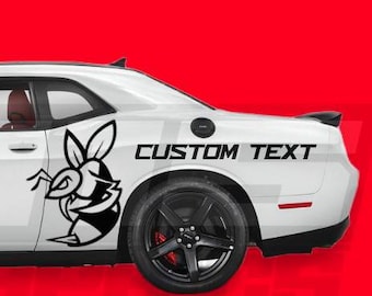 Angry Bee and Custom Text Side Vinyl Decal Graphics Fits Dodge Challenger