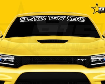 Vinilo adhesivo personalizado con texto delineado para parabrisas, compatible con Dodge Charger
