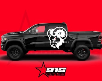 Extra großer Widderkopf Vinyl Aufkleber Grafik für Dogen Ram Trx