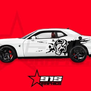 Large Angry Bull Splatter Vinyl Decal Graphics Fits Dodge Challenger