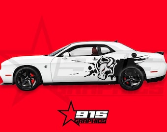 Large Angry Bull Splatter Vinyl Decal Graphics Fits Dodge Challenger