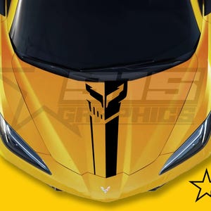 C8 Jake Racing Skull Hood Stripes Decal Fits Chevy Corvette C8