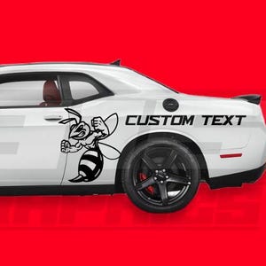 Angry Hornet and Custom Text Side Vinyl Decal Graphics Fits Dodge Challenger