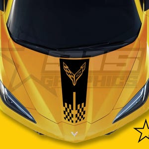 C8 Racing Flags Hood Stripe Decal Fits Chevy Corvette C8