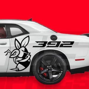 Angry Bee and Custom Text Side Vinyl Decal Graphics Fits Dodge Challenger