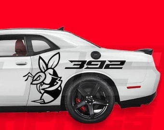 Angry Bee and Custom Text Side Vinyl Decal Graphics Fits Dodge Challenger