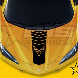 C8 Corvette Flags Hood Stripe Decal Fits Chevy Corvette C8