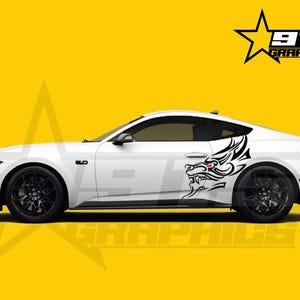 Calcomanía de vinilo lateral con gráficos tribales de coyote de gran tamaño para Ford Mustang Gt 2016-2020