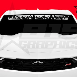 Custom Outlined Text Windshield Vinyl Decal Banner Fits Chevy Camaro