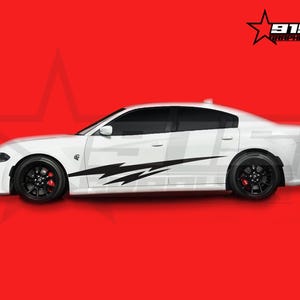2 Spike Waves Car Vinyl Decal Graphics Flags Fits Dodge Charger