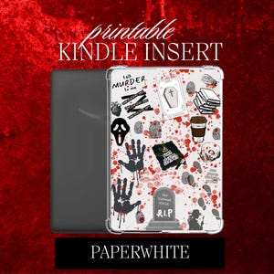 THRILLER Crime Kindle insert for clear case PRINTABLE Kindle Paperwhite 6.8 Thriller book Inspired Kindle Skin DIY Bookish Gift Kindle Decor