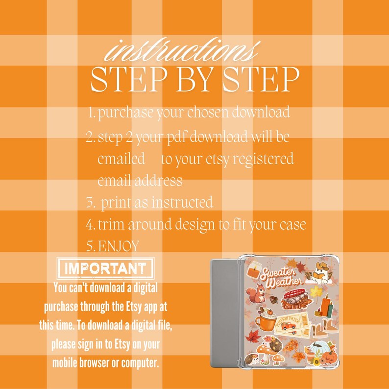 FALL Autumn Aesthetic Kindle Insert for Clear Case, PRINTABLE Kindle ...