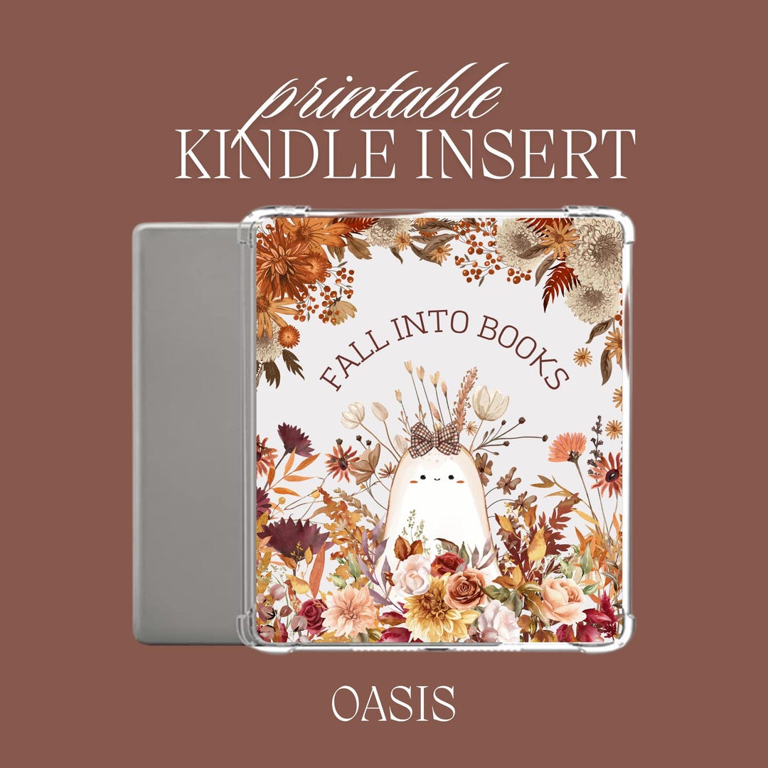 AUTUMN Florals Aesthetic Kindle Insert for Clear Case, PRINTABLE Kindle ...