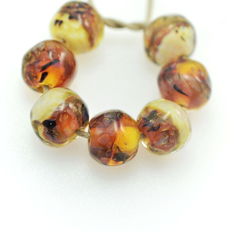 Halloween 10 Lampwork Handmade Glass /"Harvest/" Rondelle Beads