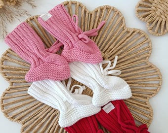 Newborn booties, baby socks,infant knitwear, birth announcement photoshoot, baby shower gift, coming home outfit set, Christmas knit booties