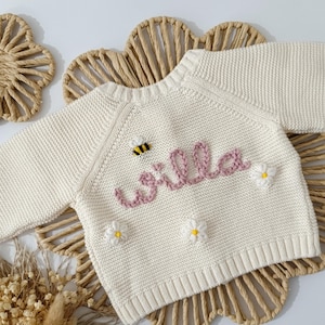 Personalised Cream Name Cardigan | Name Cardigan | Newborn Cardigan | Newborn gift | Baby Gifts l Name Announcement| Coming Home Outfit image 14