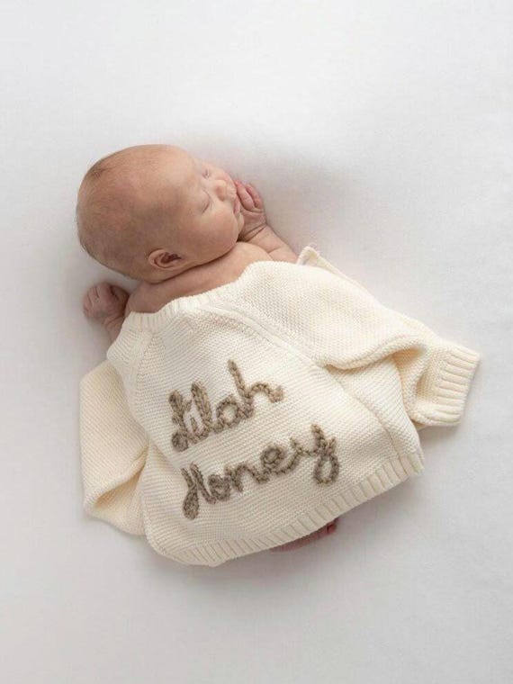 Embroidered Cardigan | Personalised Baby Cardigan | Newborn Cardigan | Newborn gift | Baby Gifts l Name Announcement| Coming Home Outfit