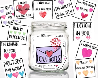 LOVE NOTES, instant download, 56 Notes and 1 label, 5 pdf, A4, printable