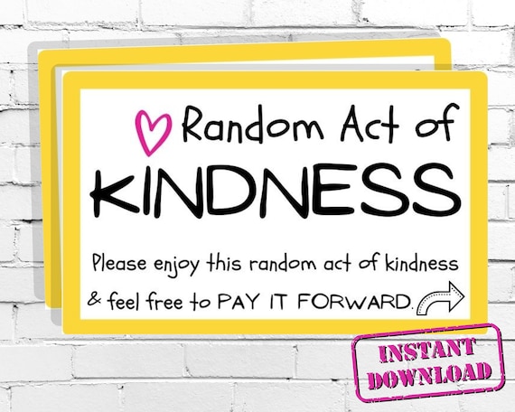 PRINTABLE Acts of Kindness Cards Instant Download 1 Pdf | Etsy