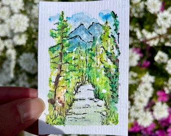 Mini Original Painting, Watercolor, mountain