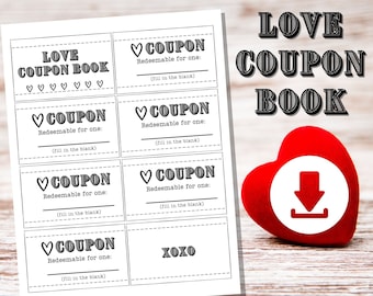 LOVE Coupon Book, printable, fill in the blank, DIY