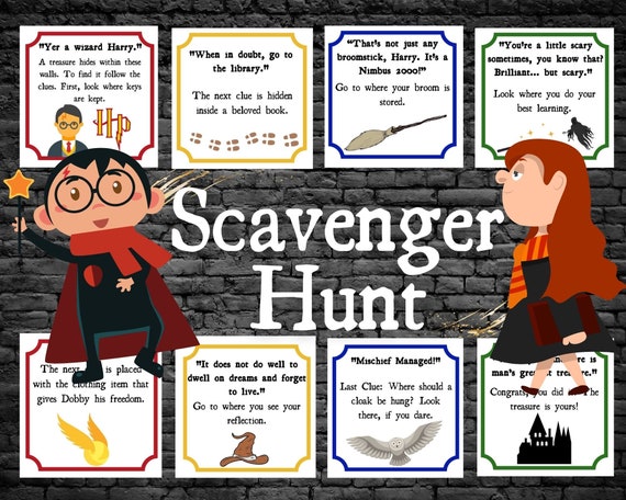 HP SCAVENGER HUNT, treasure hunt, indoor activity, instant download, game, printable, diy, pdf