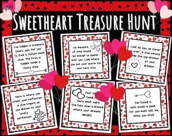 TREASURE HUNT, scavenger, surprise, anniversary, birthday, Valentine's Day, engagement, download, printable, diy, pdf