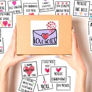 LOVE NOTES, téléchargement immédiat, 5 pdf, imprimables, A4, 56 notes et 1 étiquette