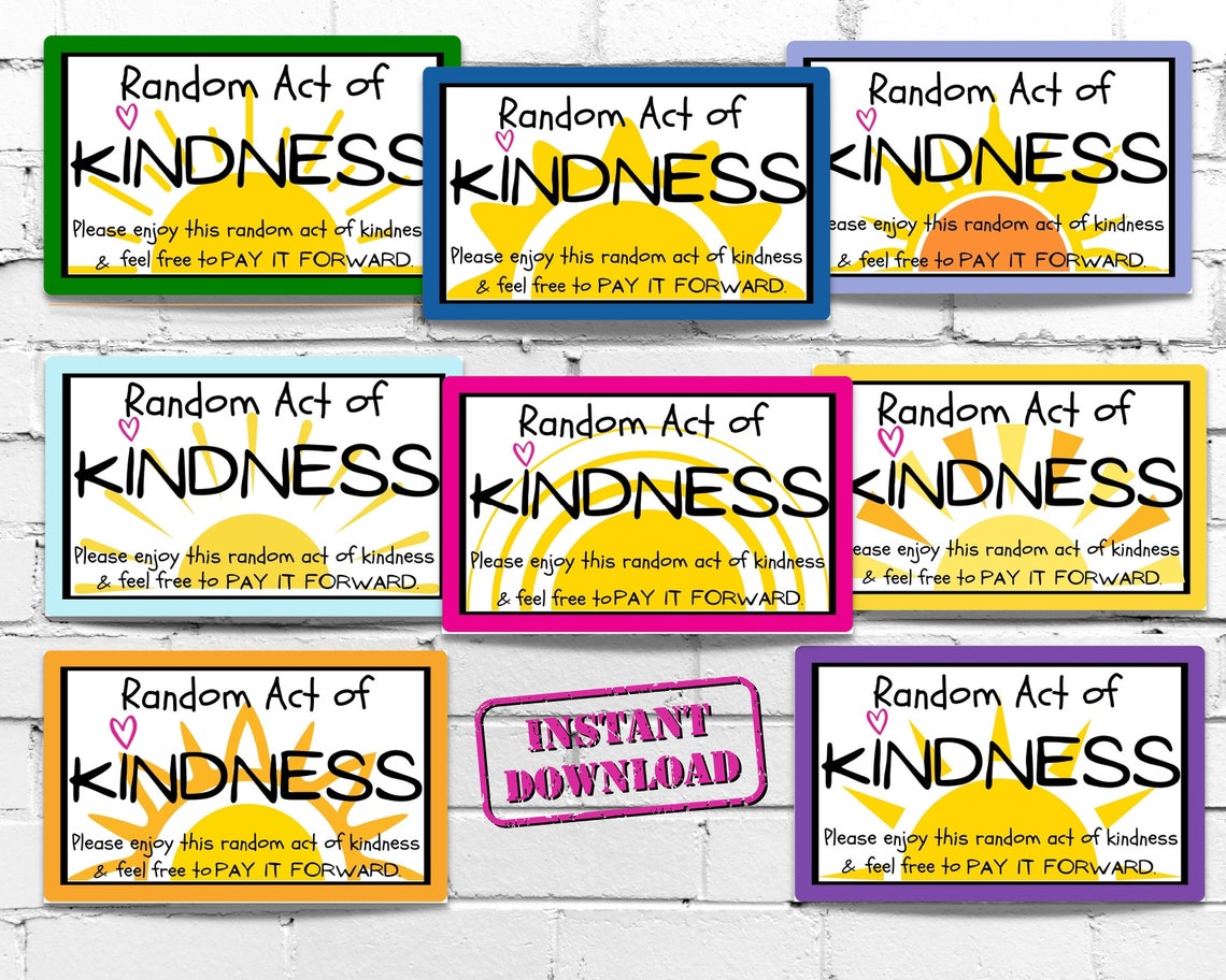 PRINTABLE Acts of Kindness Cards, Instant Download, 1 Pdf, Printable ...