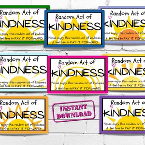 PRINTABLE Acts of Kindness Cards, Instant Download, 1 Pdf, Printable ...