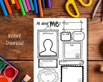 all about ME, instant download, pdf, printable