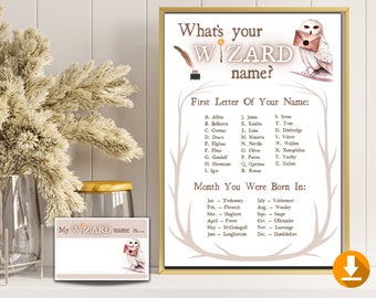 HP Wizard Name, instant download, printable, diy, pdf