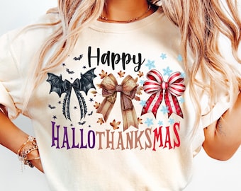 Hallothanksmas Coquette bow Png, Happy Hallothanksmas Png, Halloween Png, Christmas Coquette bow png, Fall Png,Sublimate Design,Trending Png