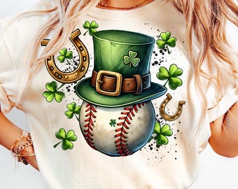 Shamrock Baseball PNG,St Patrick's Day Baseball Sublimation,Clover Baseball Png,Lucky Charm Sports PNG,Vintage Baseball St Patrick’s PNG