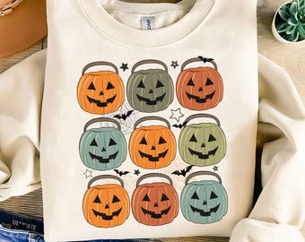 Cubos de calabaza PNG - Descarga de diseño digital por sublimación de Halloween - PNG de Halloween femenino, PNG de truco o trato, PNG de otoño, ambiente espeluznante, diseño retro