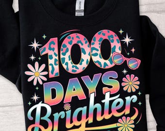 Happy 100 Days Of School Png, Kids 100 Days Brighter Png, 100 Days Shirt Png, Teacher Png, 100 Days Of School Png, Back To School Png