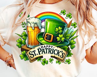 St Patricks Day Beer PNG,Irish Beer Mug Clipart,Lucky Shamrock Digital File,Lucky Irish Celebration PNG,St Paddy’s Day,Beer and Clover PNG