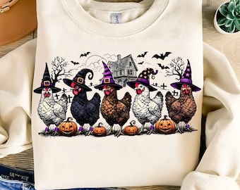 Halloween PNG, Gruselige Hühner Png, Herbst Png, Kürbis Png, Hexe Png, Spukhaus Hühner Png-Dateien, Digitale PNG, Sublimationsdesign