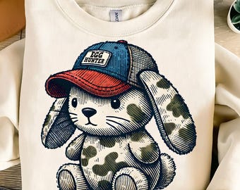 Egg Hunter Bunny Png, Camo Bunny Png, Boy Easter Bunny PNG, Retro Easter Png, Easter bunny png, camouflage easter png, Sublimation Design
