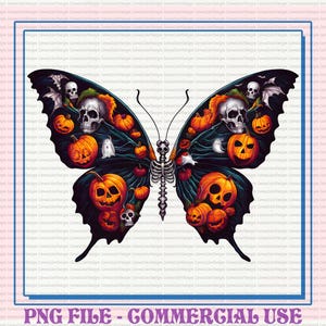 Halloween Butterfly Clipart Png, Spooky Butterfly PNG, Sublimation ...
