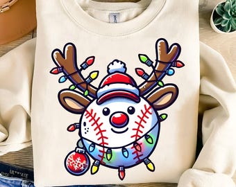 Christmas Baseball Png, Christmas Deer Png, Coquette Christmas Baseball Png,Baseball Png, Christmas Png, Christmas design, Digital download