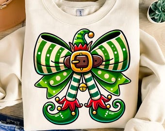 Christmas Coquette Elf bow Png, Christmas Elf Png, Elf bow Png, Christmas bow png, Christmas Sublimation T Shirt Designs, Christmas png