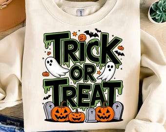 Trick Or Treat Png ,Funny Halloween PNG, Spooky season Png, Halloween PNG, Doodle Halloween Sublimation for shirt, Retro Halloween Png