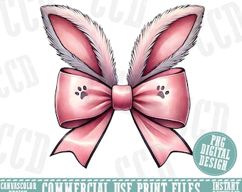 Coquette Easter Bunny Bow Png, Bow Png,Easter Bow png,Easter Day Png,Easter Design Easter Png, Easter Bunny Png, Easter shirt design