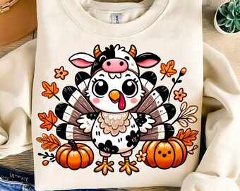 Mucca Tacchino PNG, Tacchino del Ringraziamento PNG, Autunno PNG, Ringraziamento PNG, Giorno del Ringraziamento, Clipart del Ringraziamento, design a sublimazione, Autunno PNG