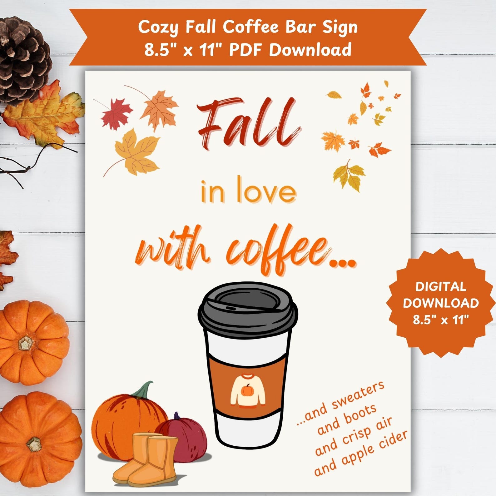 Fall Coffee Bar Sign, Autumn Coffee Bar Sign, Coffee Station Sign for ...