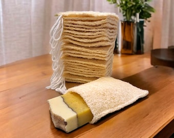 Pochette de protection pour le savon en luffa naturel / Taille : 12 × 14 cm.