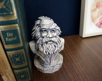 Karl Marx Mini Bust —   Original Stoneware Sculpture Statue - Marxist Ideas, Socialism, Communist Philosophy